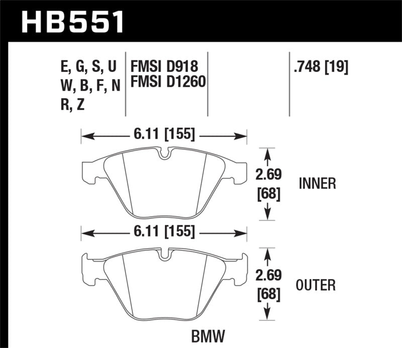 Hawk HPS 5.0 Front Brake Pads | HB551B.748