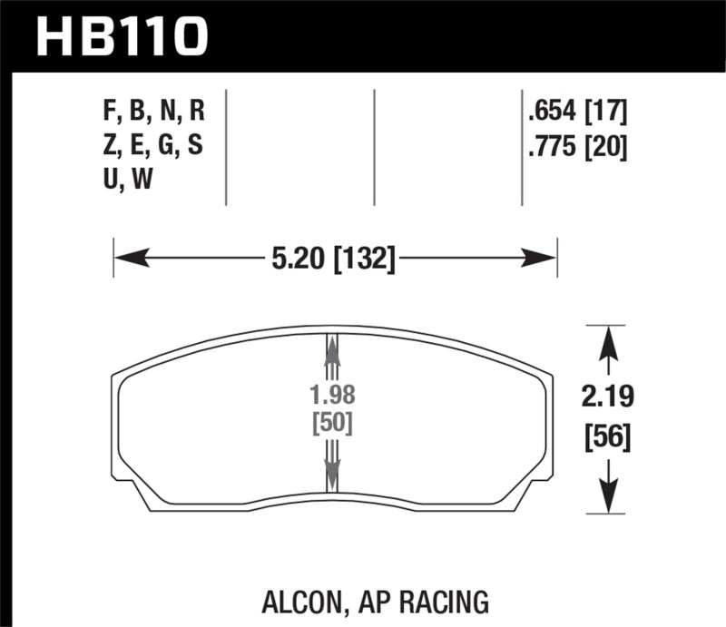 Hawk HPS 5.0 AP Racing w/ 0.654 Thickness Performance Street Brake Pads | HB110B.654