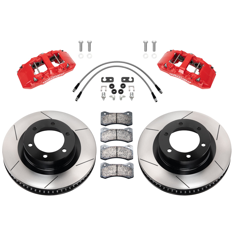 Wilwood AERO6-DM direct-mount truck front brake kit parts layout for Toyota Tundra and LC300
