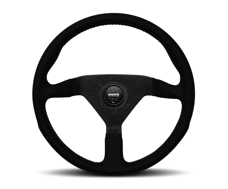 Momo Montecarlo Alcantara Steering Wheel 350mm Black/Black Stitch/Black Spokes