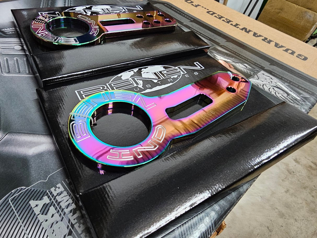 Benen Tow Hooks Front and Rear Neo Finish (1 set only)