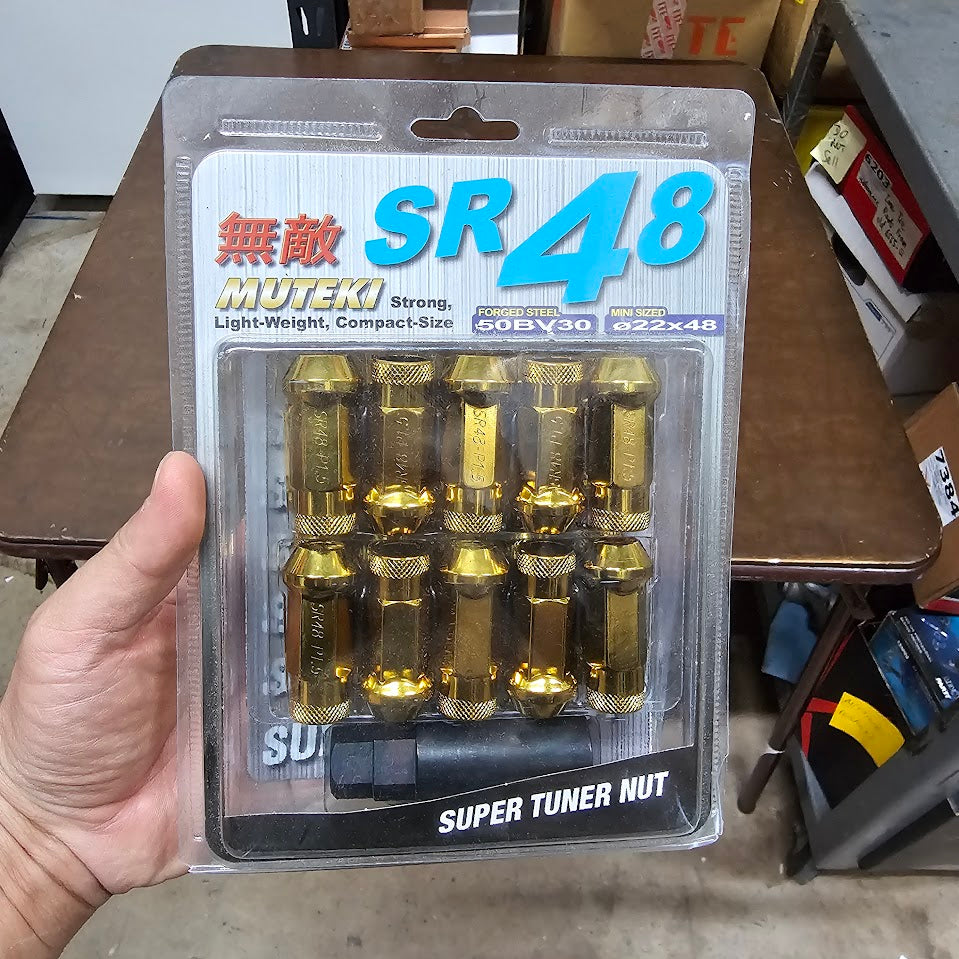 Wheel Mate Muteki SR48 Open End Lug Nuts - Gold Chrome 12x1.25 48mm