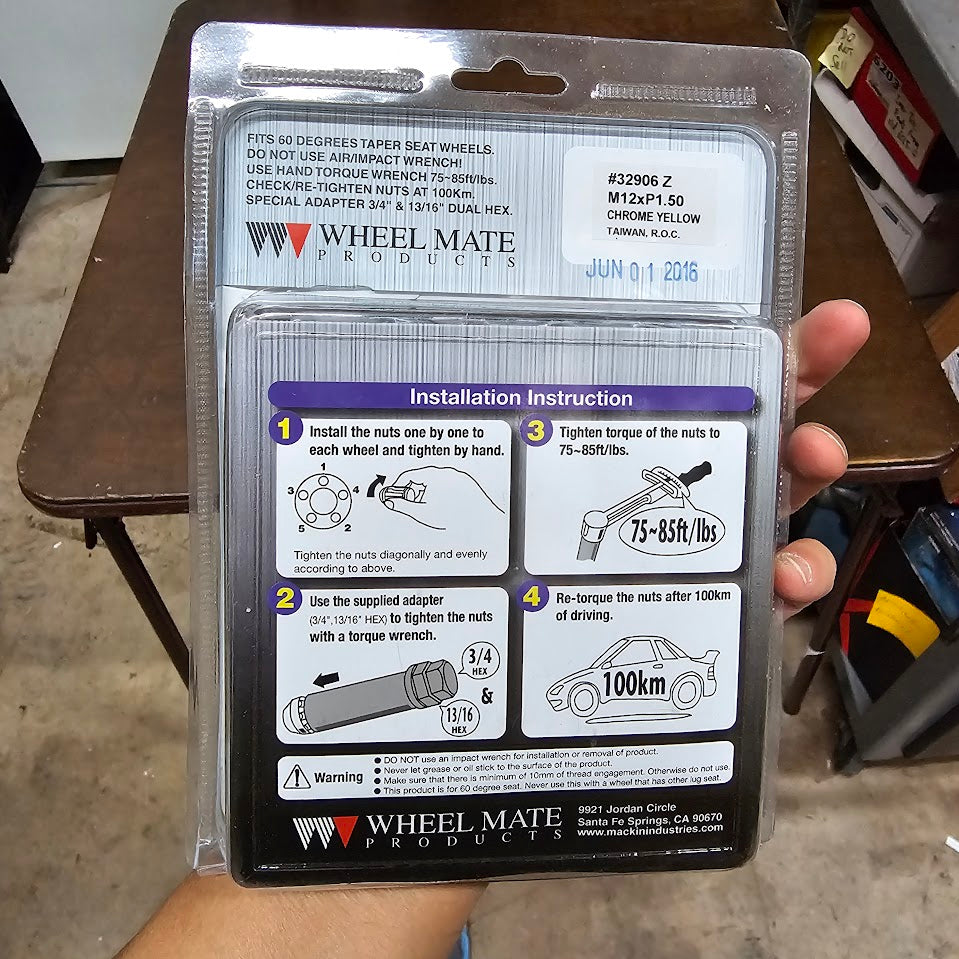 Wheel Mate Muteki SR48 Open End Lug Nuts - Yellow Chrome 12x1.50 48mm