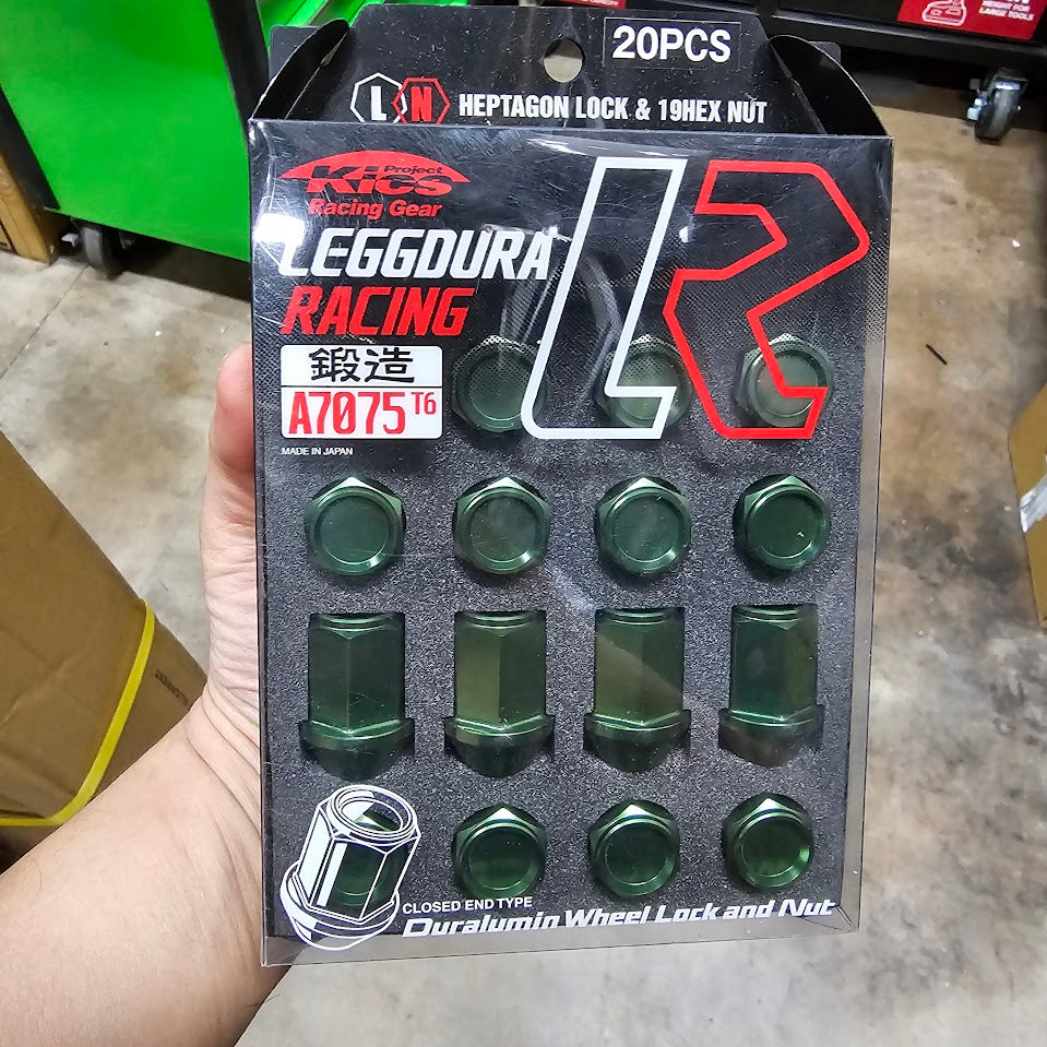 Project Kics Leggdura Racing Lug Nuts Green 12x1.5 Acura Honda