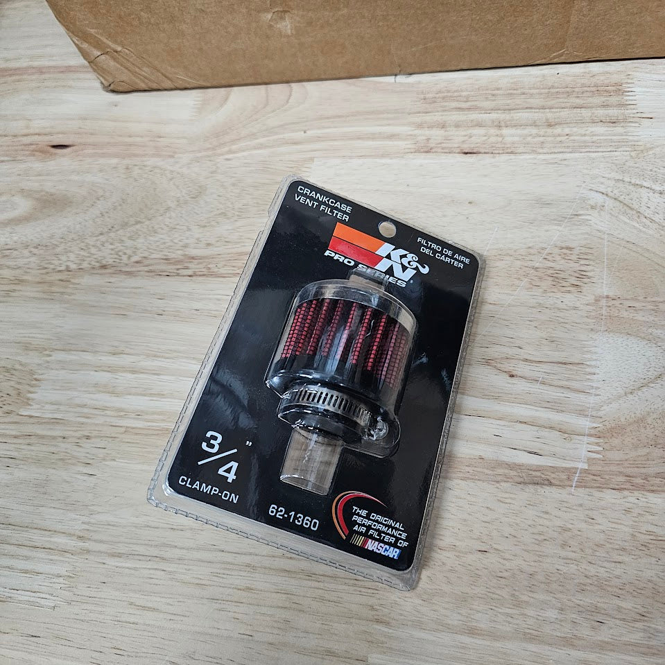 K&N 3/4 in. I.D. Breather Filter (Crank Case Vent Filter) Show room item, still in package