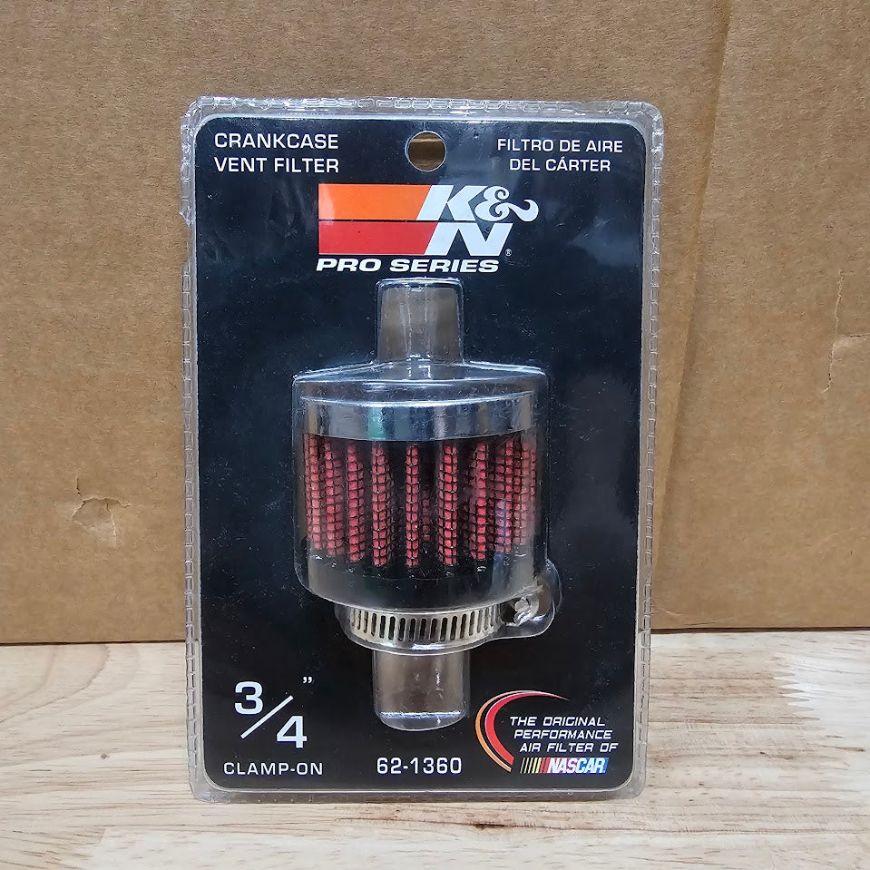 K&N 3/4 in. I.D. Breather Filter (Crank Case Vent Filter) Show room item, still in package
