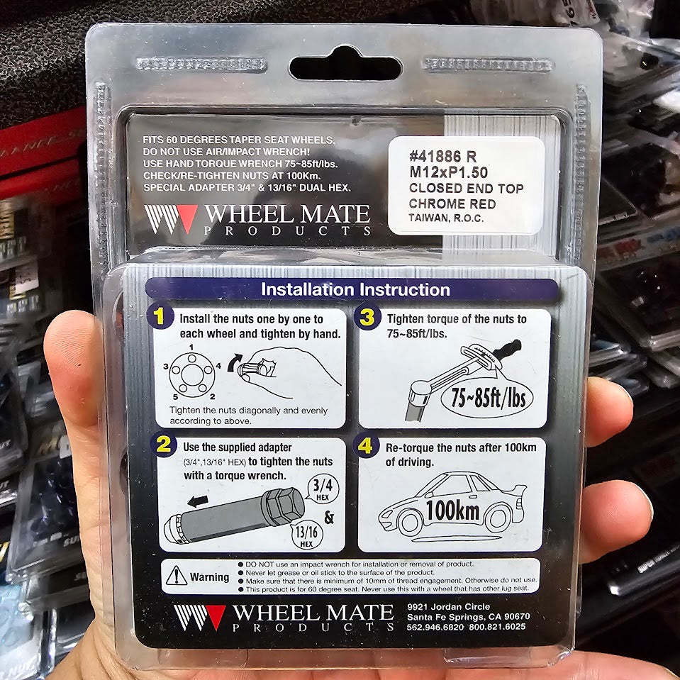 Wheel Mate Muteki Closed End Lug Nuts - Red 12x1.50