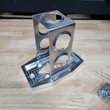 Raw machined Checkerd Sports S2000 billet aluminum battery tray for PC680”