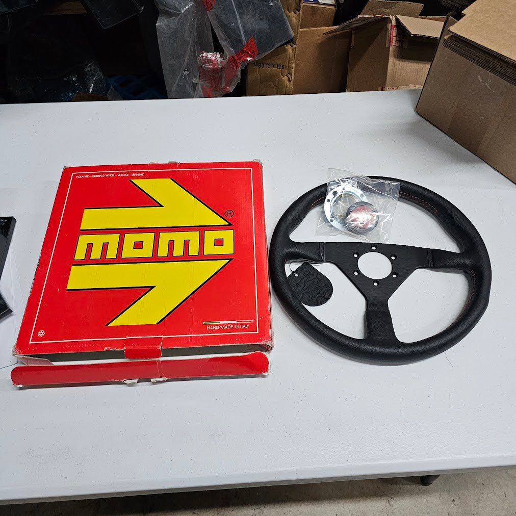 MOMO Montecarlo 350 mm steering wheel black leather red stitch