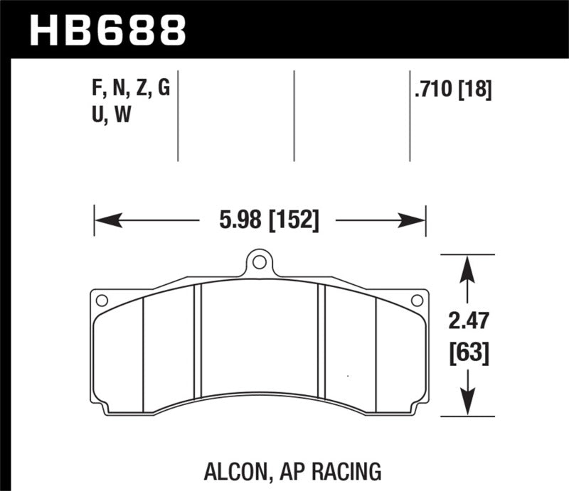 Hawk Performance Ceramic Racing Front Brake Pads w/0.710in Thickness | HB688Z.710