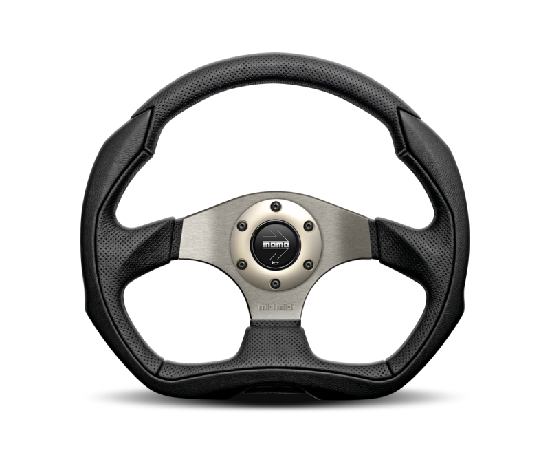 Momo Eagle Steering Wheel 350mm Black Leather/Anth Spokes