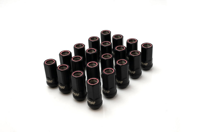 Wheel Mate Muteki HR50 Open End Lug Nuts - Black w/ Red Ring 14x1.50