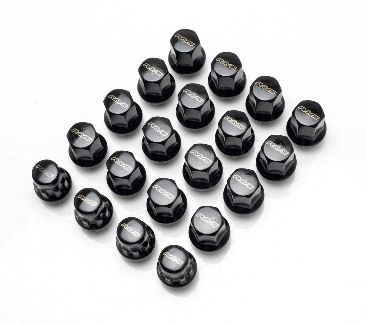 Rays M12x1.50 5 Hole 16pcs Nut 4pcs Lock Nut w/Adapter & Lock Nut Key - Black