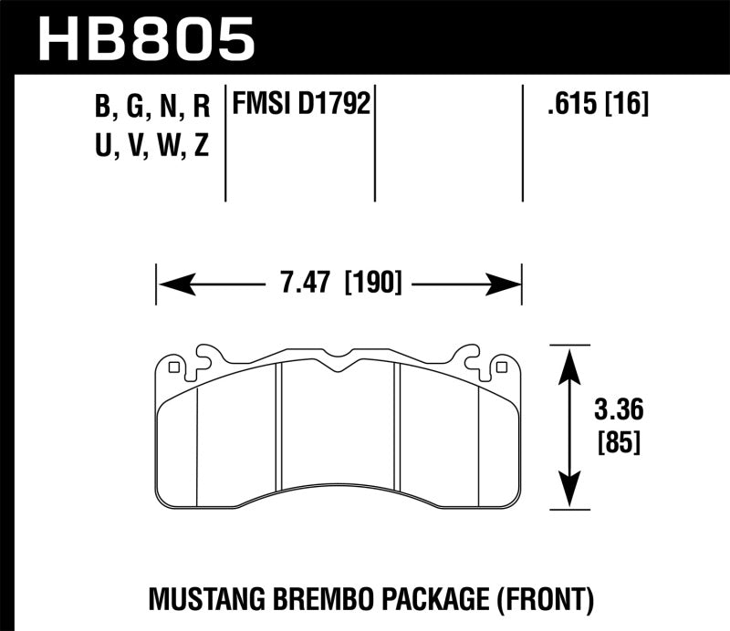 Hawk 2020 Ford Mustang 5.0L Bullitt Front ER-1 Brake Pads | HB805D.615