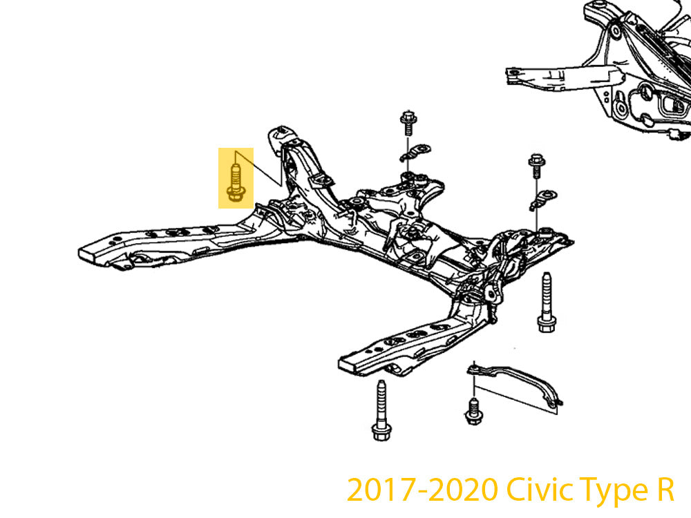 OEM Honda 90163-TGH-A01 subframe bolt and washer 14x45 2018-2020 Civic Type R Diagram