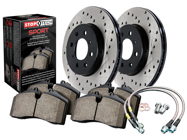 Front Brakes Package Drilled Rotors, Pads, Brake Hoses for Scion FR-S | 2013-2020 BRZ