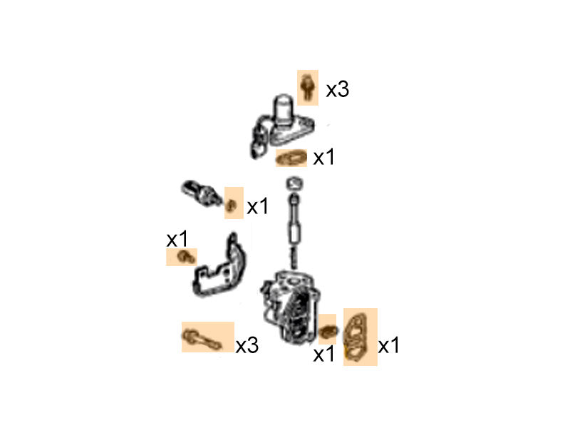 Diagram for OEM Honda B-series VTEC solenoid gasket kit with bolts B16A/B18C engines