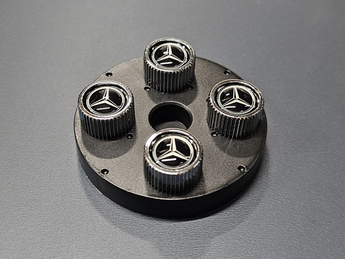 Mercedes-Benz Tire Valve Caps Chrome with Silver Star on Black