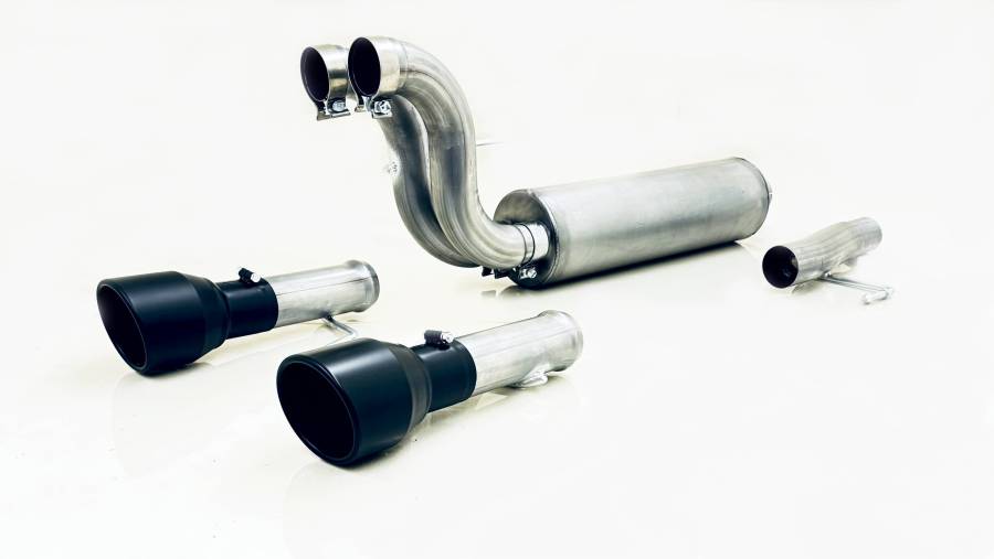 Gibson 2024 Ford F150 5.0L Black Elite Stainless Steel Split Rear Exhaust