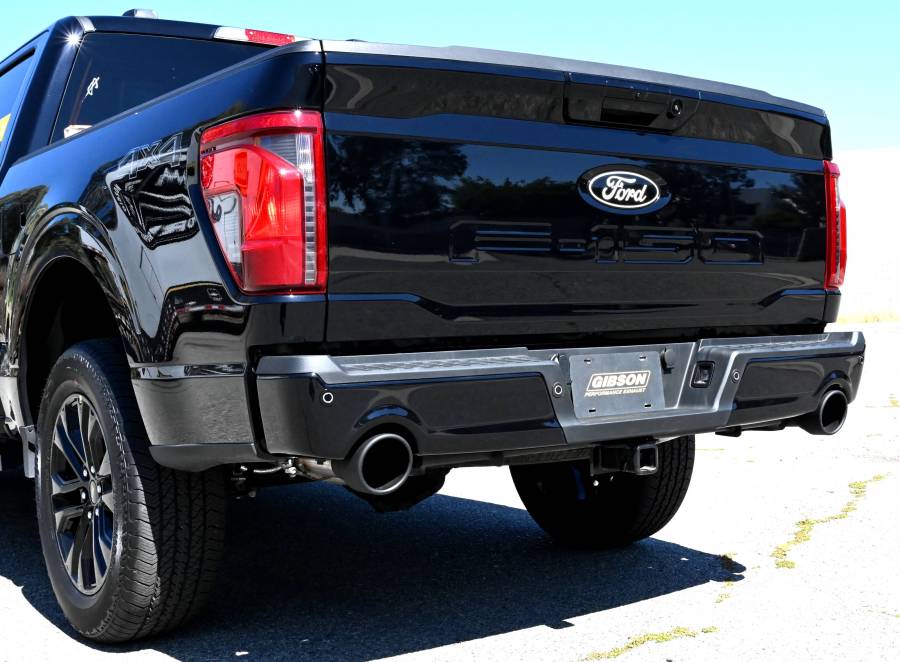 Gibson 2024 Ford F150 5.0L Black Elite Stainless Steel Split Rear Exhaust