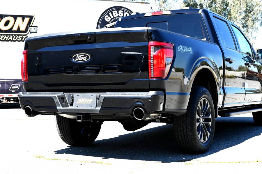 Gibson 2024 Ford F150 5.0L Black Elite Stainless Steel Split Rear Exhaust