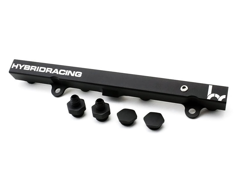 Hybrid Racing K Swap Fuel Rail with Center Feed Port Black -8 ORB w/ 6AN Fittings