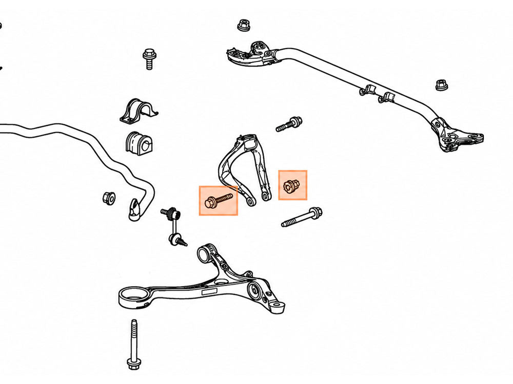 Honda Acura front suspension diagram showing front shock damper fork bolt and nut locations