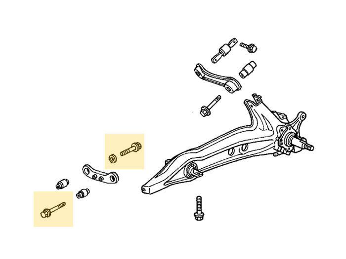 Rear Toe Arm Bolts and Washers 92-95 Civic EG, 94-01 Integra DC2 Diagram