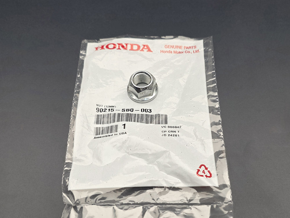 Genuine OEM Honda 90215-SB0-003 12mm self-locking nut for suspension hardware service