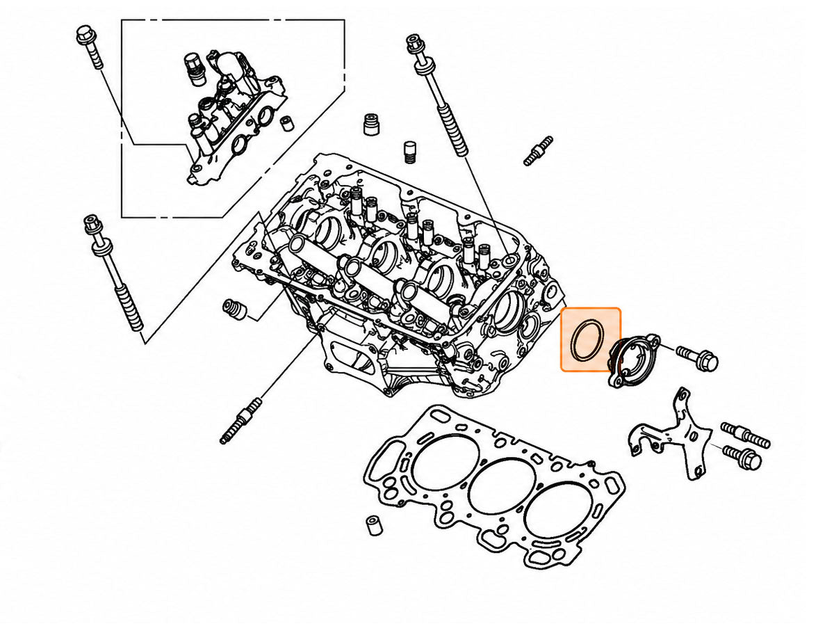 OEM Honda Front Cylinder Head Camshaft Thrust O-Ring Accord V6, Odyssey Diagram