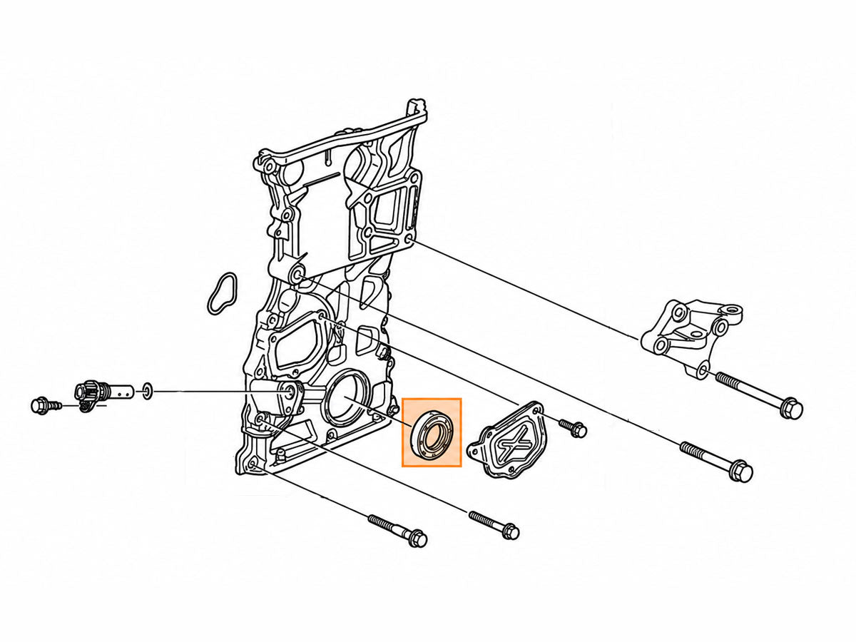 Honda Acura front crankshaft oil seal 91212-R1B-A01 installation location diagram
