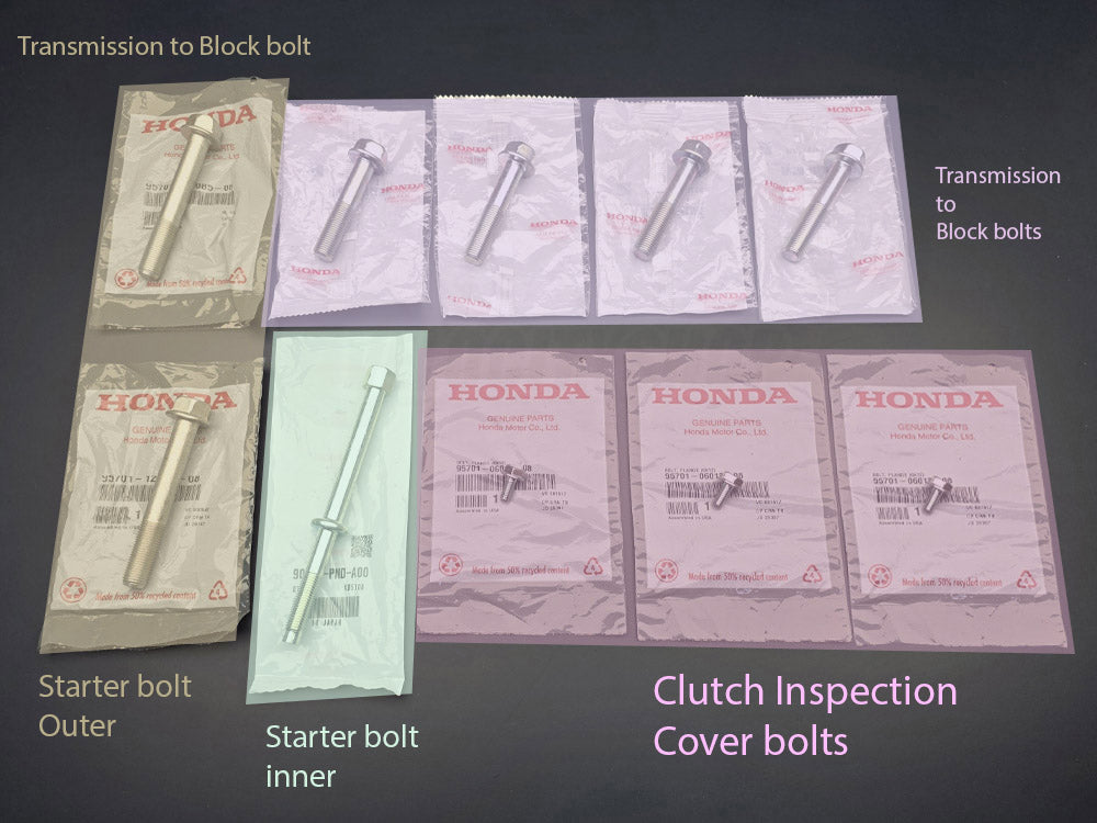 OEM Honda K-Series steel oil pan transmission starter clutch inspection cover hardware kit