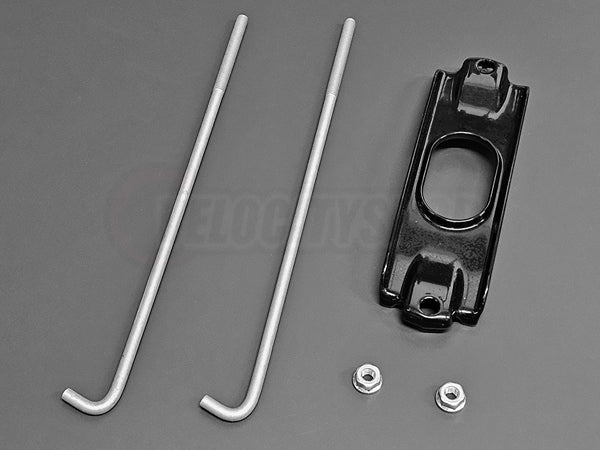 OEM Honda Battery Tie Down Kit with bracket and J-hooks for secure battery mounting in Civic, Integra, and other Honda models.