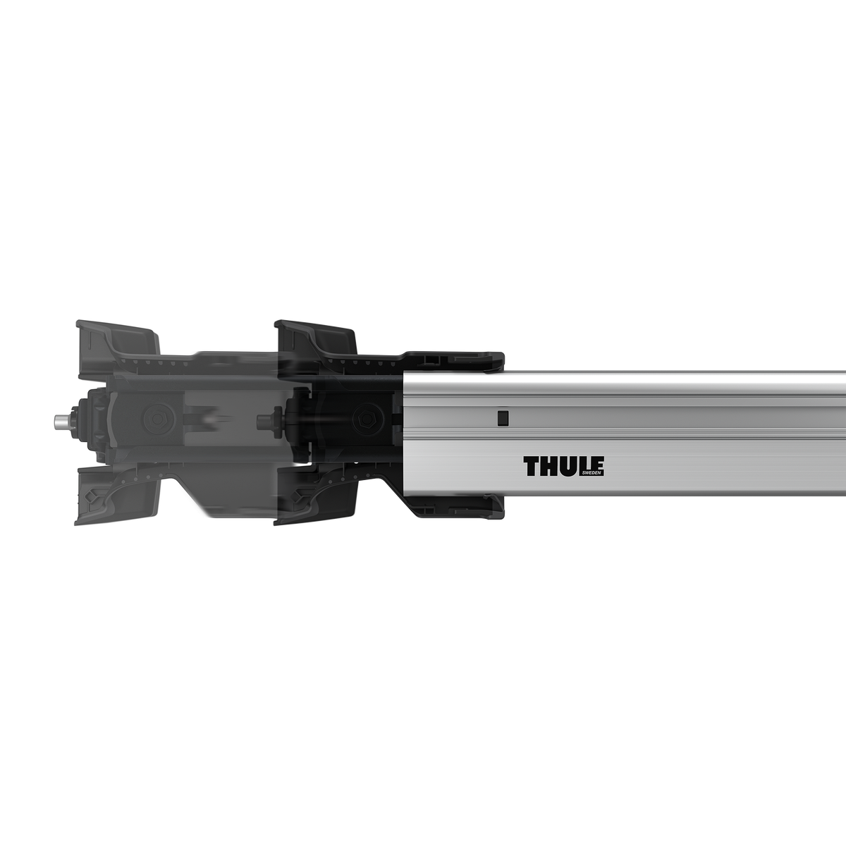 Thule WingBar Edge aluminum roof bar connected to a compatible Edge mounting foot