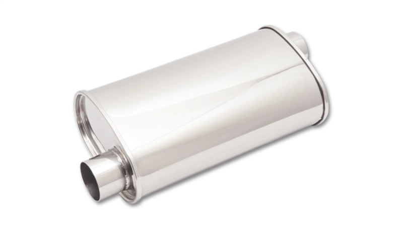 Vibrant StreetPower Oval Muffler 5in x 9in x 15in long body 3in inlet I.D. x 3in outlet Offset-Offset