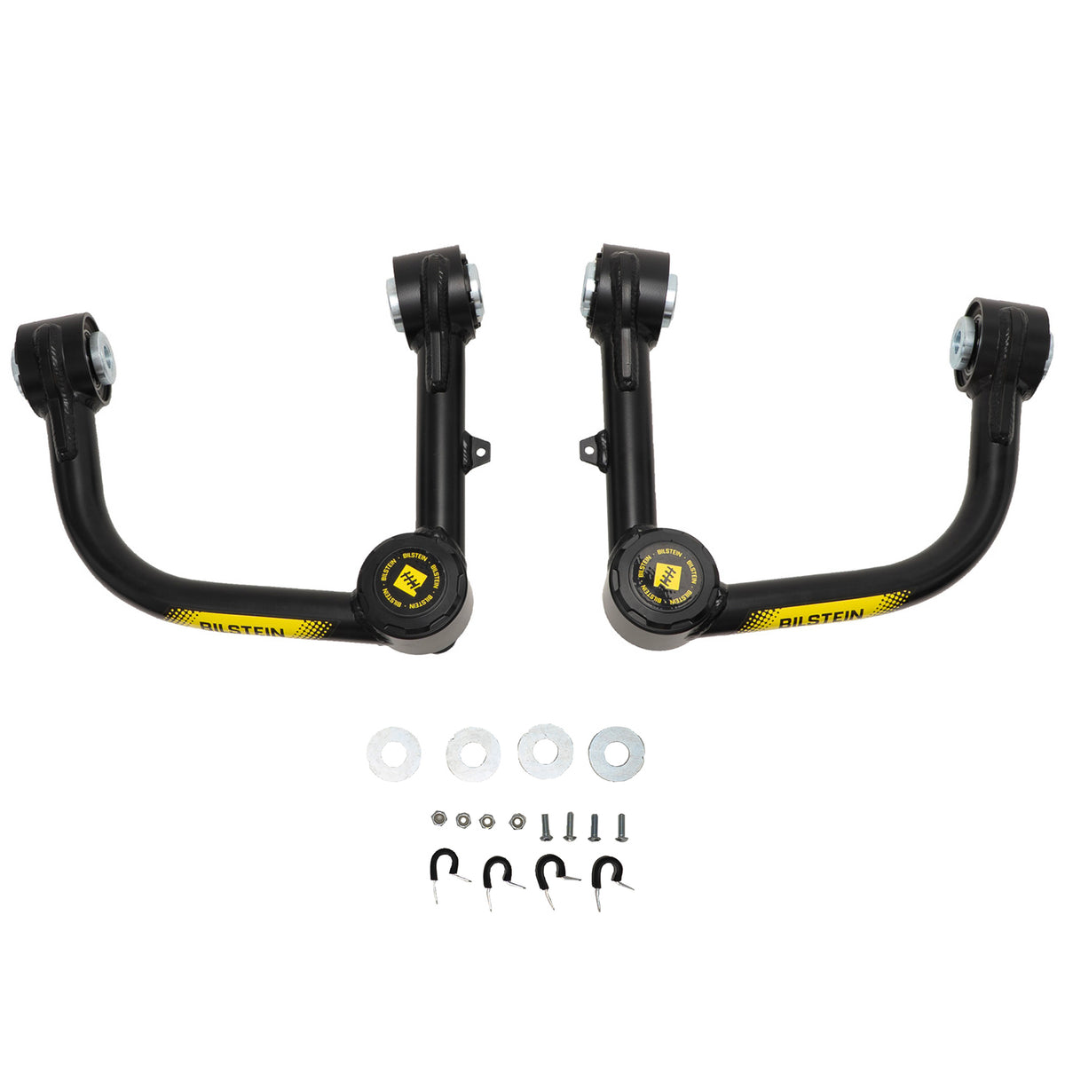 Pair of black Bilstein B8 Pro front upper control arms for 2005–2023 Toyota Tacoma