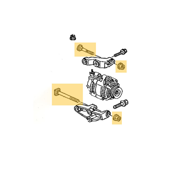 OEM Honda Upper and lower Alternator bolts with nuts for alternator to bracket mounting – B‑Series