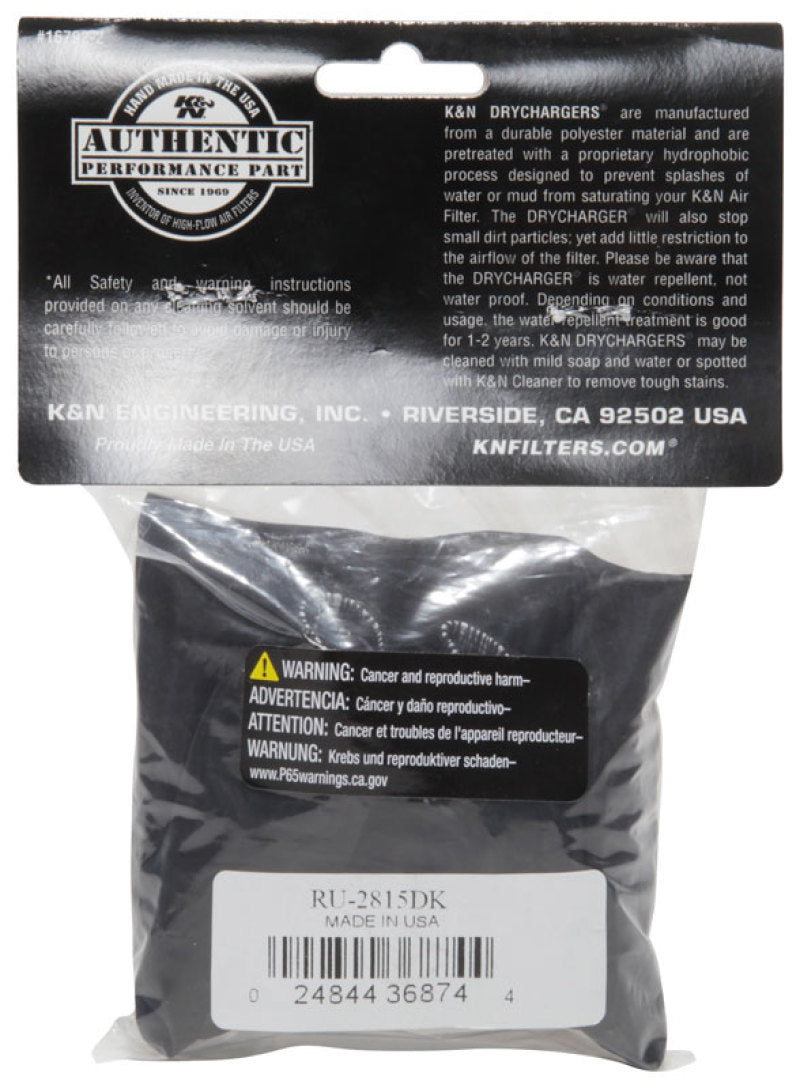 K&N RU-2815DK DryCharger wrap in package Rear View