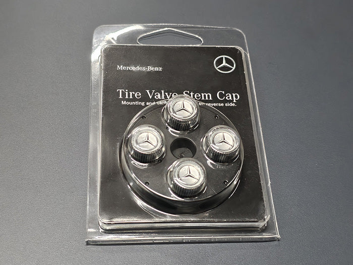 Set of 4 chrome valve stem caps for Mercedes-Benz with star emblem