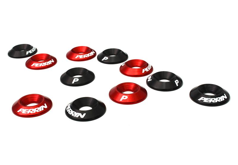 Perrin 15-16 Subaru WRX Engine Cover Lock Down - Black Washers