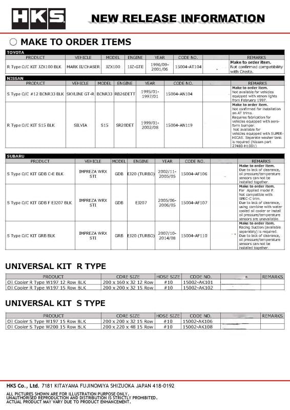 HKS S Type O/C KIT BNR32 BLK | 15004-AN103