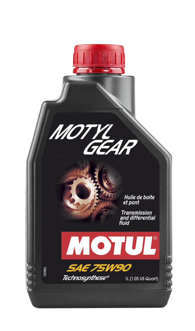 Motul MOTYLGEAR 75W-90 gear oil bottle label for API GL-4 GL-5 applications