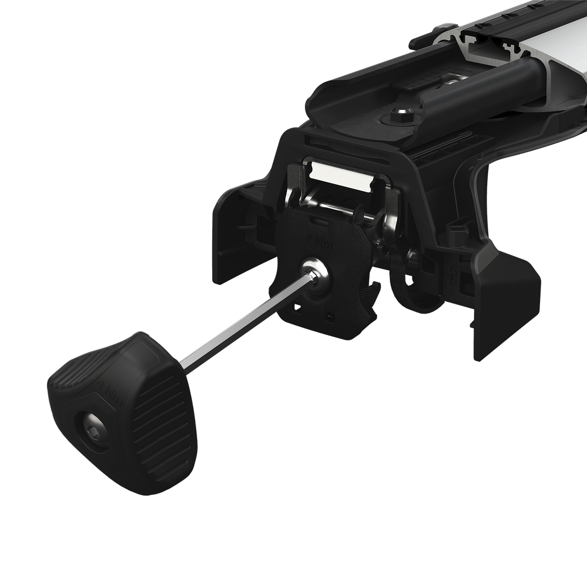 Thule Edge Fixpoint 720701 black roof rack feet four-pack for fixed mounting points - close up view