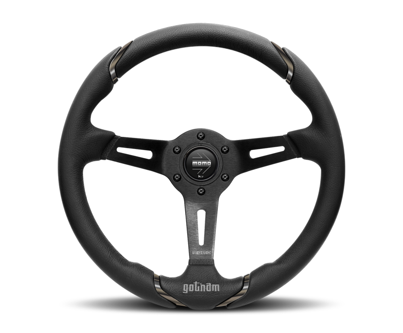 Momo Gotham Steering Wheel 350mm Black Leather/Black Spokes