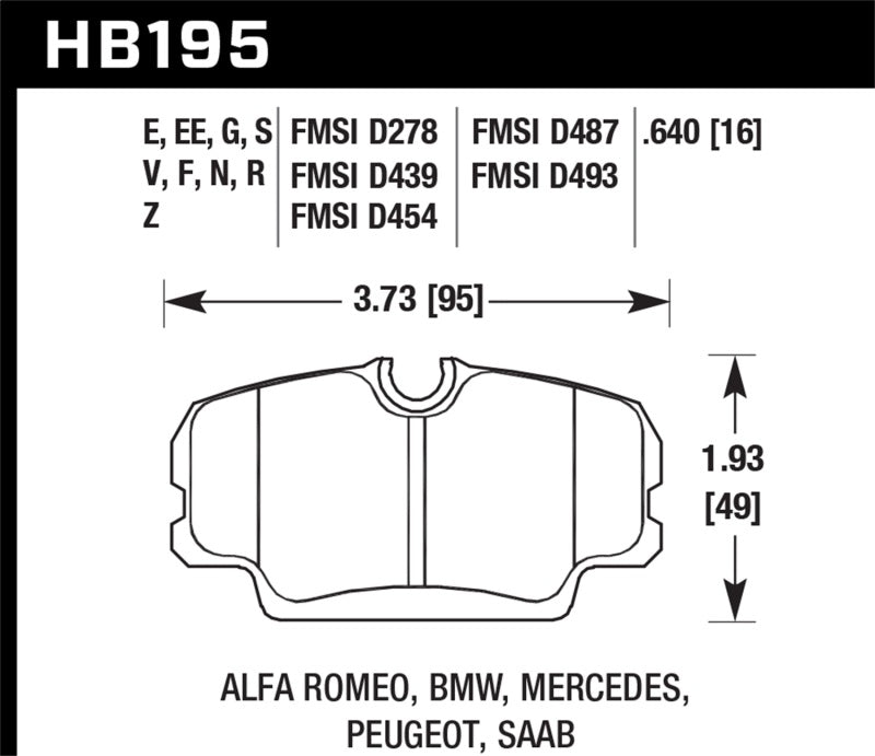 Hawk HT-10 Front Race Pads (NOT FOR STREET USE) | HB195S.640