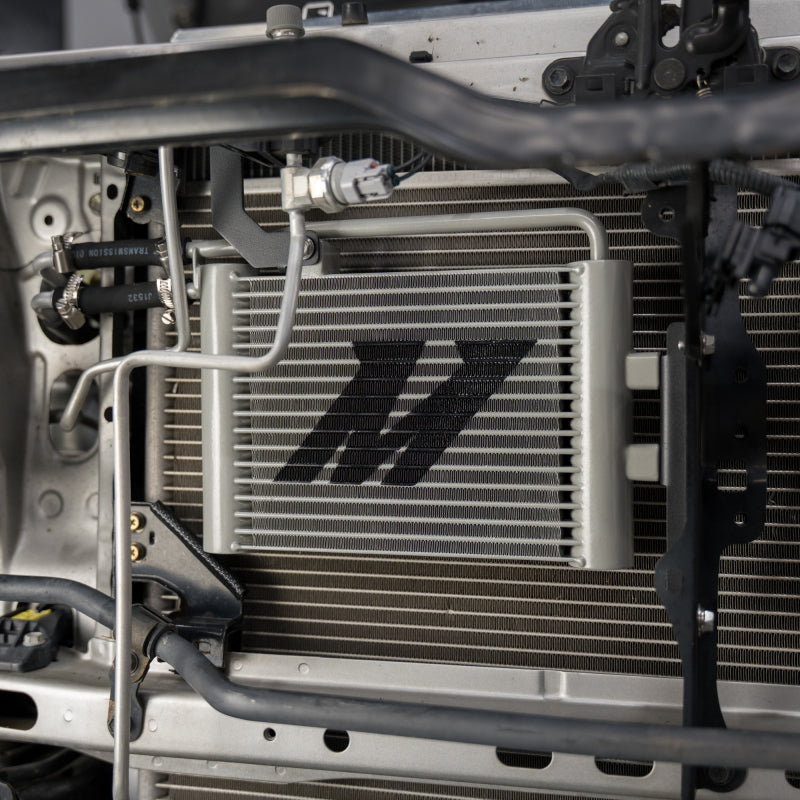 Installed Mishimoto transmission cooler on Toyota 4Runner showing improved airflow