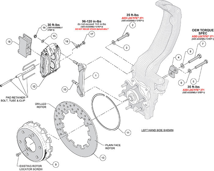 Wilwood 140-18028 front brake kit installation diagram