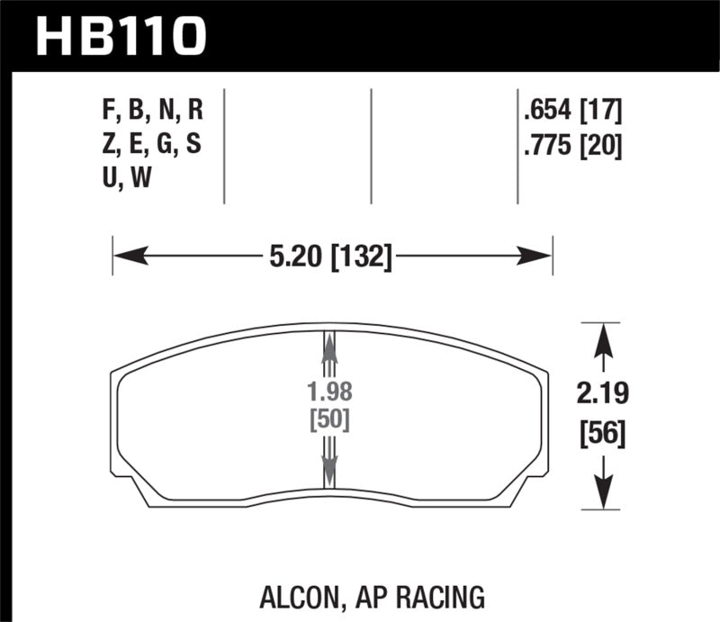 Hawk HPS 5.0 AP Racing w/ 0.654 Thickness Performance Street Brake Pads | HB110B.654