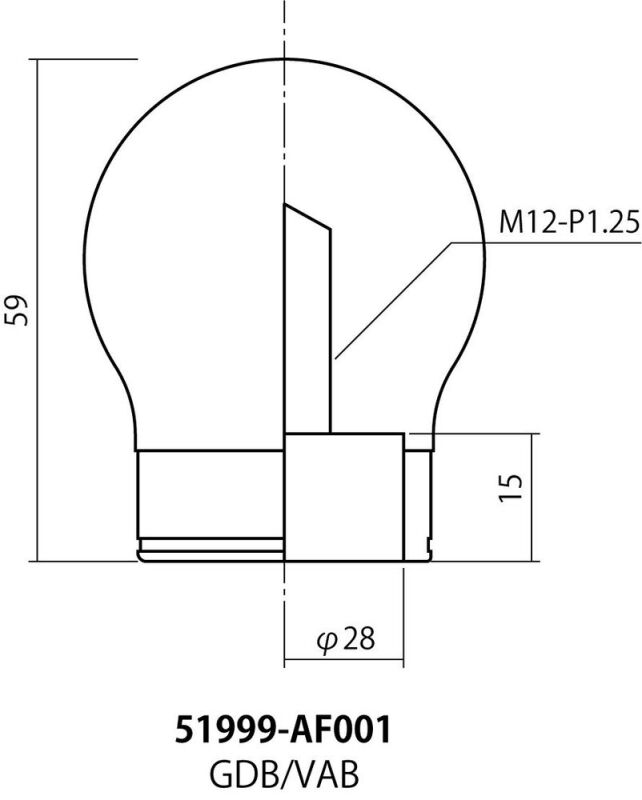 HKS 51999-AF001 carbon shift knob for 2015-2021 Subaru WRX and WRX STI 6MT Diagram with Dimension