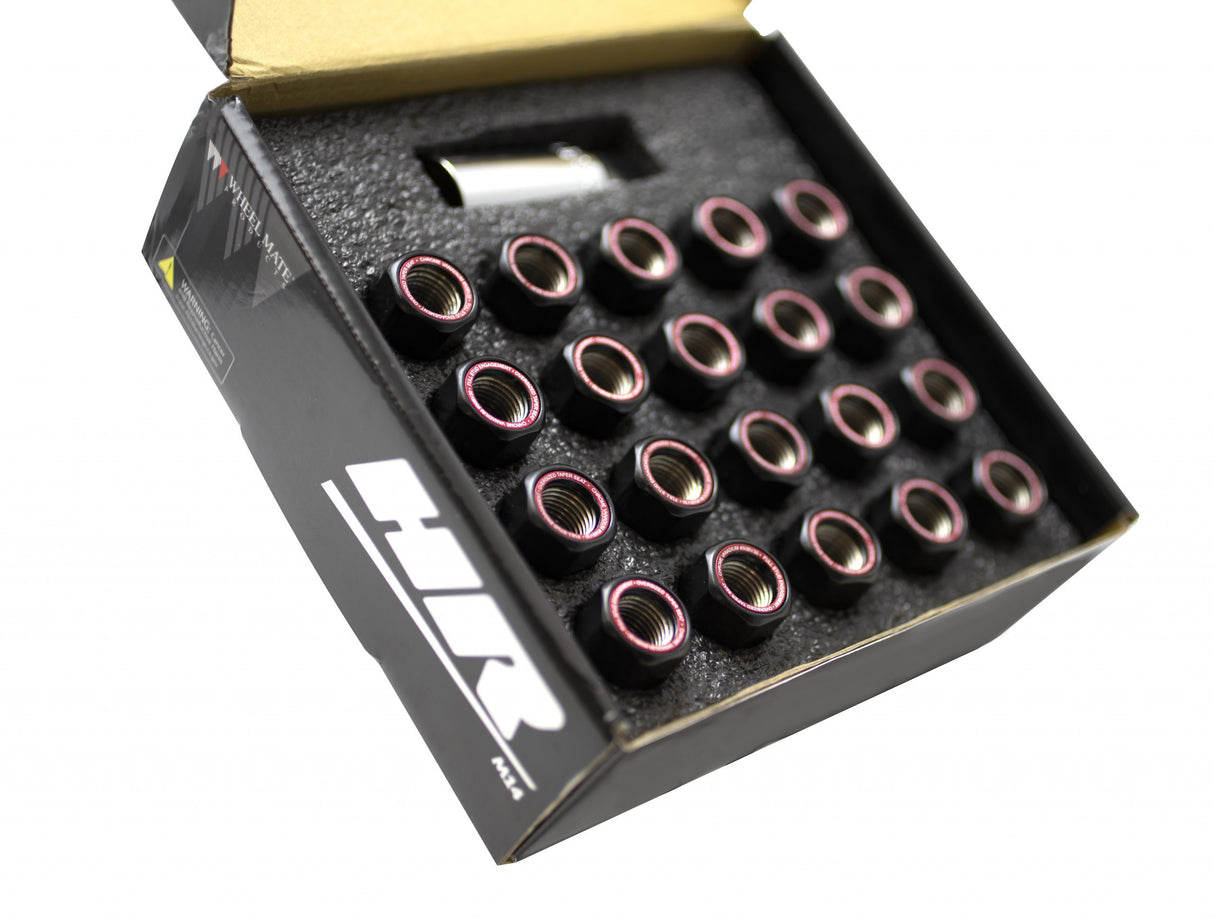 Wheel Mate Muteki HR50 Open End Lug Nuts - Black w/ Red Ring 14x1.50
